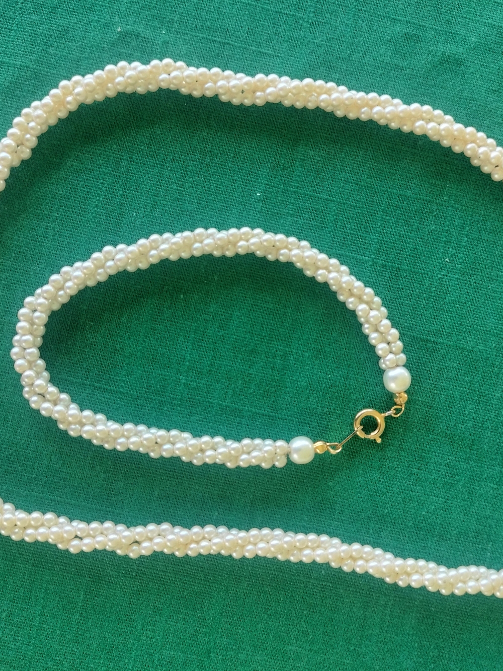 Marvella VTG Ivory Pearl Twist 16 Necklace and 7" Bracelet Set with Gold Clasp